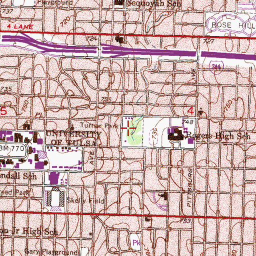 Topographic Map of Turner Park, OK