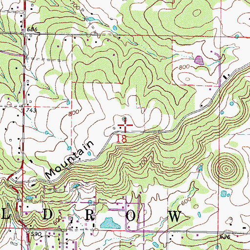 Topographic Map of Turnham Mountain, OK