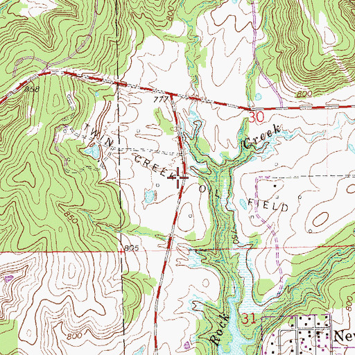 Topographic Map of Twin Creek Oil Field, OK