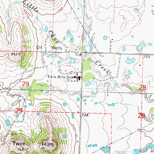 Topographic Map of Twin Hills Elementary School, OK