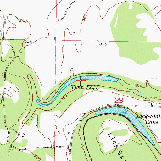 Topographic Map of Twin Lake, OK