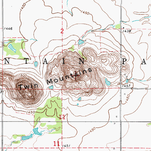 Topographic Map of Twin Mountains, OK