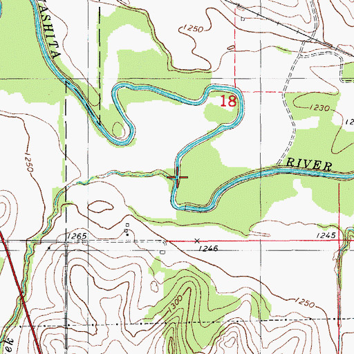 Topographic Map of Two Hatchet Creek, OK