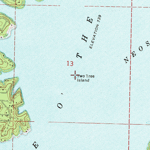 Topographic Map of Two Tree Island, OK