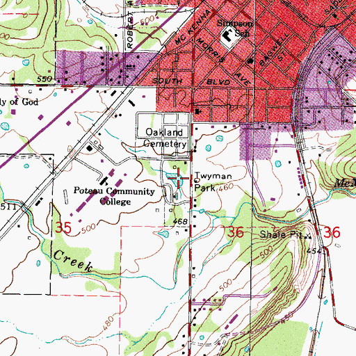Topographic Map of Twyman Park, OK