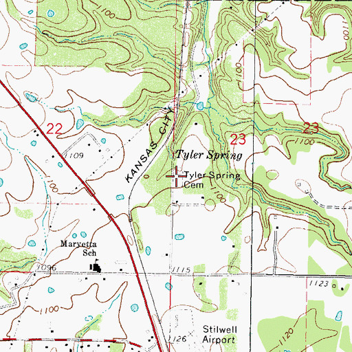 Topographic Map of Tyler Spring Cemetery, OK
