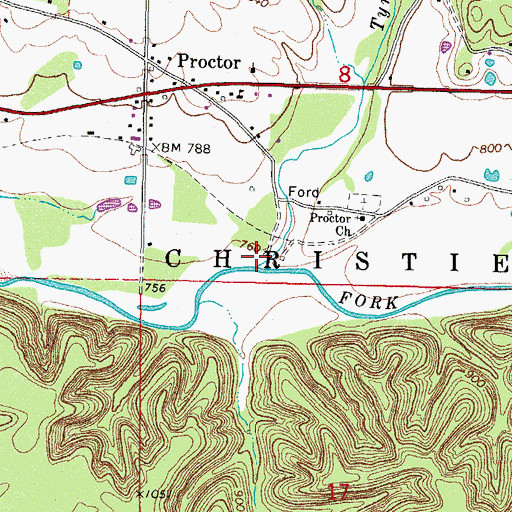 Topographic Map of Tyner Creek, OK