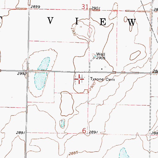 Topographic Map of Tyrone Cemetery, OK