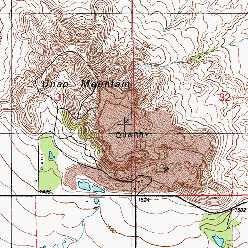 Topographic Map of Unap Mountain, OK