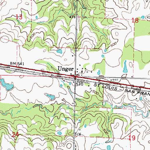 Topographic Map of Unger, OK