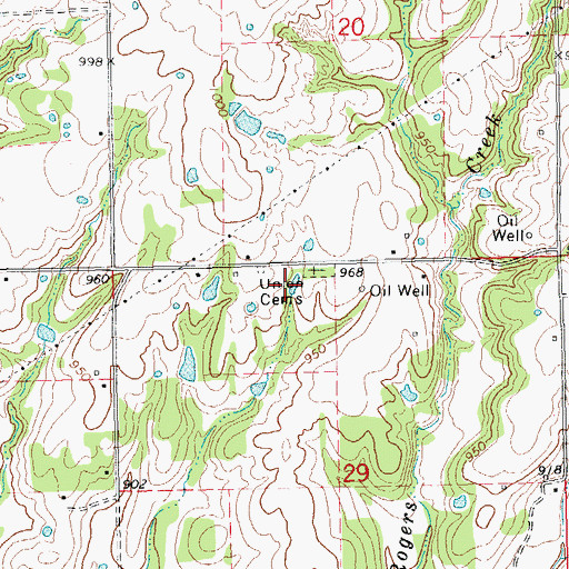 Topographic Map of Union Cemeteries, OK