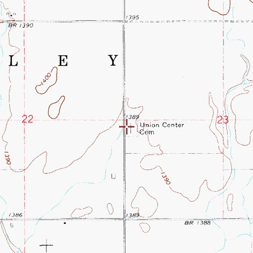 Topographic Map of Union Center Cemetery, OK