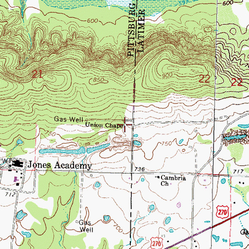 Topographic Map of Union Chapel, OK