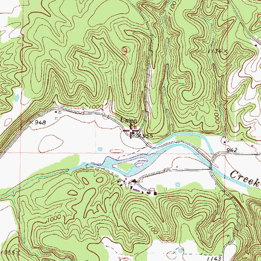Topographic Map of Union Church, OK