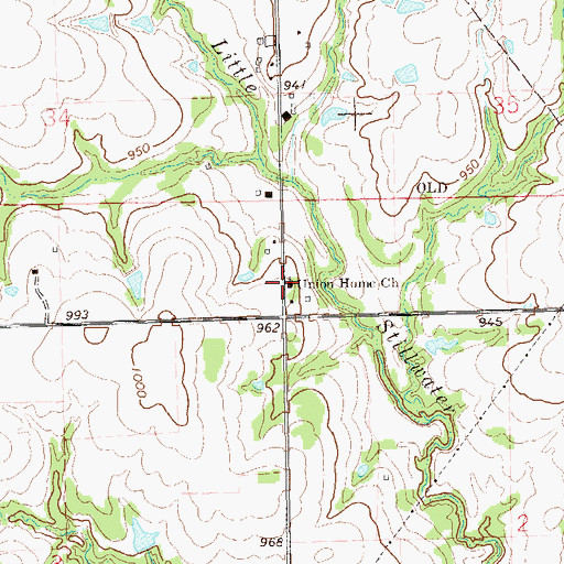 Topographic Map of Union Home Church, OK