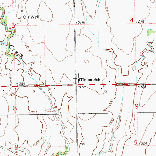 Topographic Map of Union School, OK