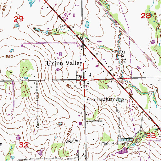 Topographic Map of Union Valley, OK