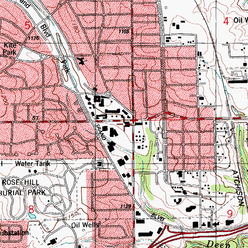 Topographic Map of University Heights School, OK