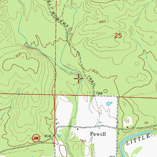 Topographic Map of Uphill Creek, OK