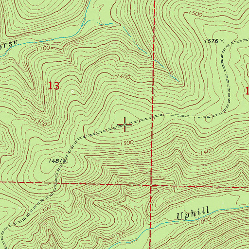 Topographic Map of Uphilly Bowers Trail, OK