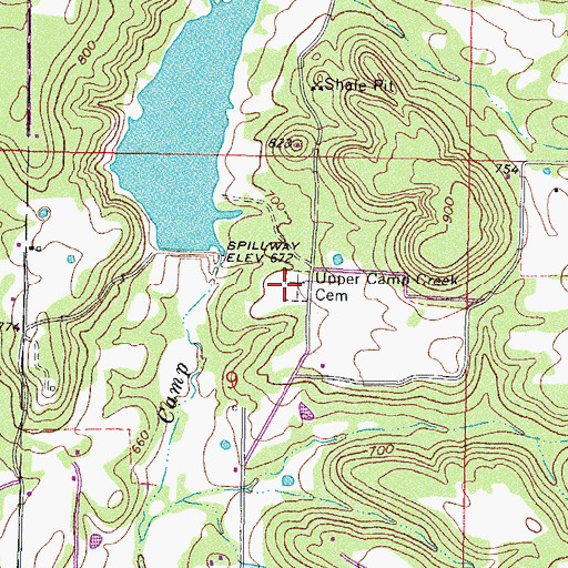 Topographic Map of Upper Camp Creek Cemetery, OK