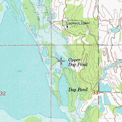 Topographic Map of Upper Dog Pond, OK