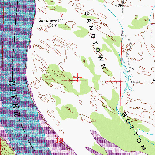Topographic Map of Upper Sandtown Bottom, OK