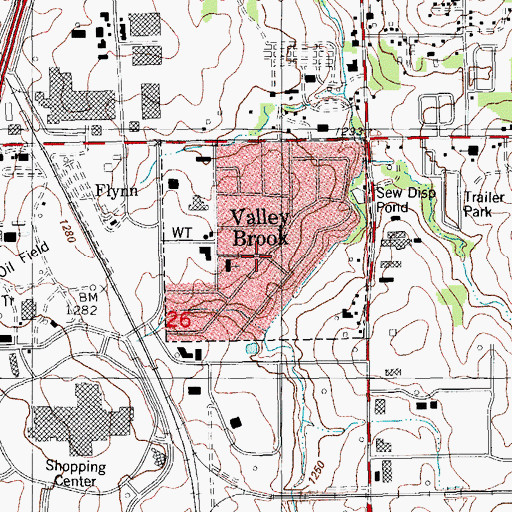 Topographic Map of Valley Brook, OK