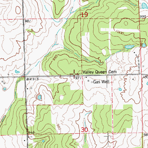 Topographic Map of Valley Queen Cemetery, OK