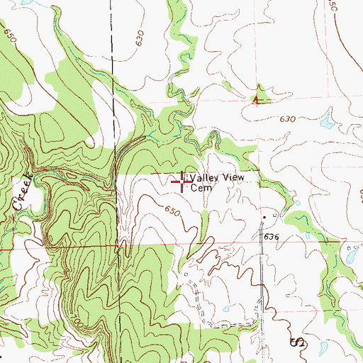 Topographic Map of Valley View Cemetery, OK