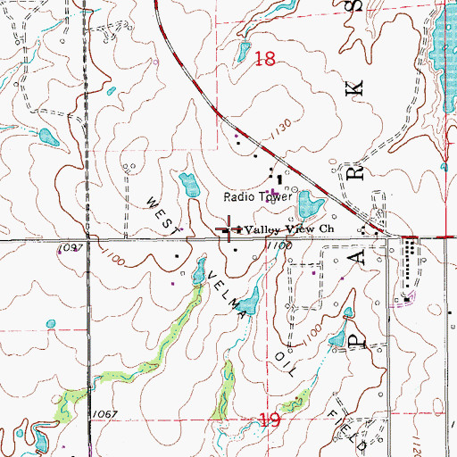 Topographic Map of Valley View Church, OK