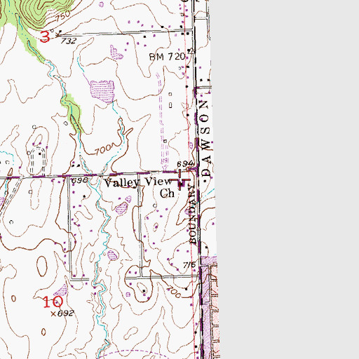 Topographic Map of Valley View Church, OK