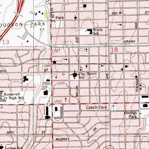 Topographic Map of Van Buren Elementary School, OK
