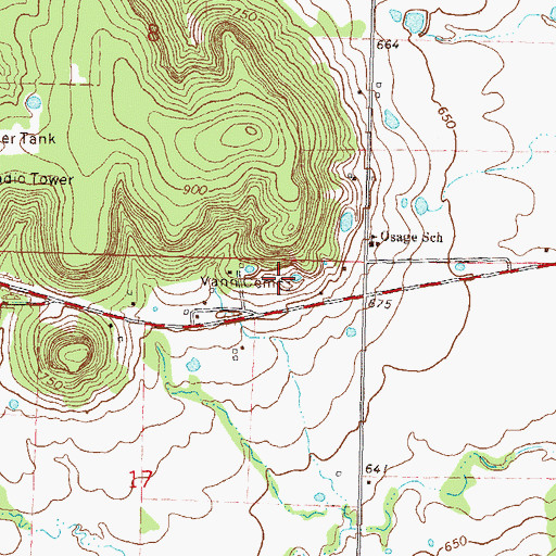 Topographic Map of Vann Cemetery, OK
