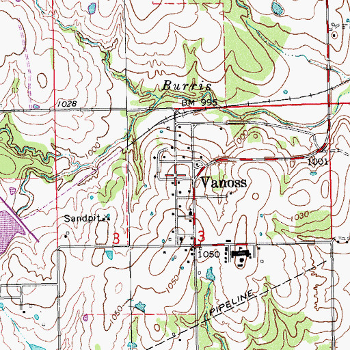 Topographic Map of Vanoss, OK