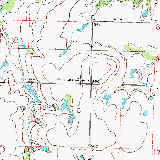 Topographic Map of Vans Lake Church, OK
