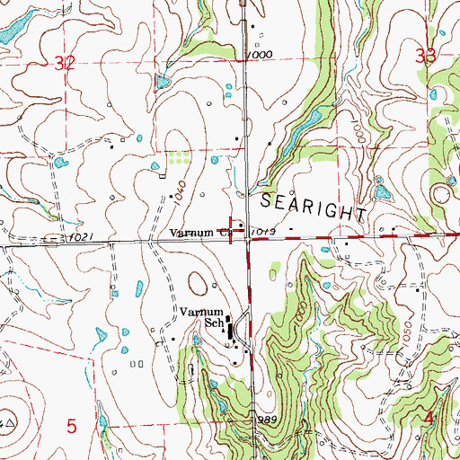 Topographic Map of Varnum Church, OK
