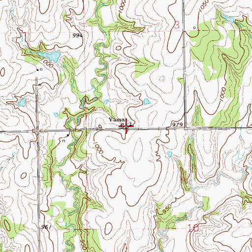 Topographic Map of Vassar Church, OK
