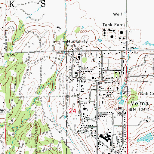 Topographic Map of Velma, OK
