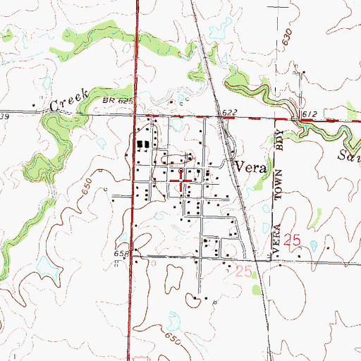 Topographic Map of Vera, OK