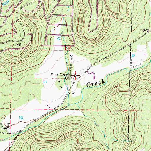 Topographic Map of Vian Creek Church, OK