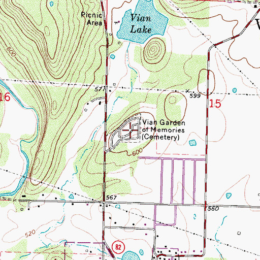 Topographic Map of Vian Garden of Memories, OK
