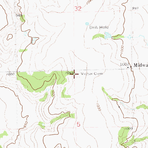 Topographic Map of Victor Cemetery, OK