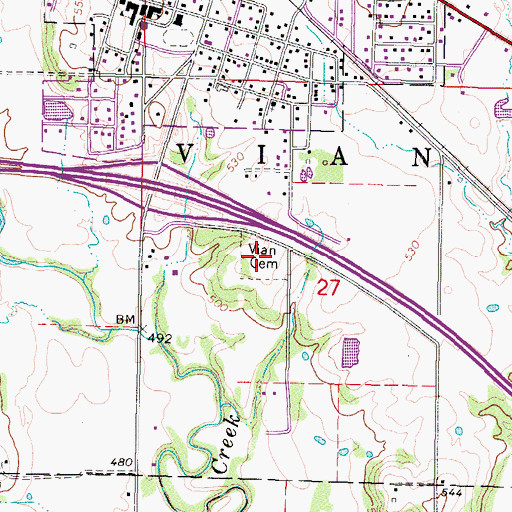 Topographic Map of Vien Cemetery, OK