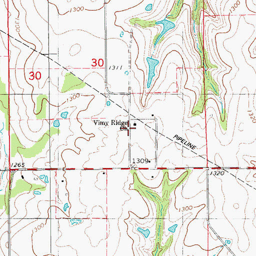 Topographic Map of Vimy Ridge School, OK