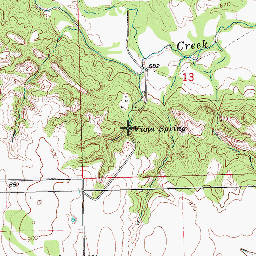 Topographic Map of Viola Spring, OK