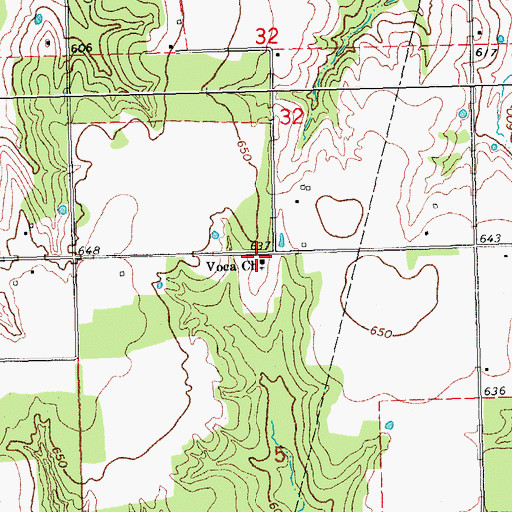 Topographic Map of Voca Church, OK