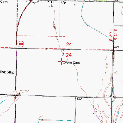 Topographic Map of Vore Cemetery, OK