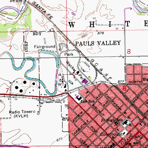 Topographic Map of Wacker Park, OK