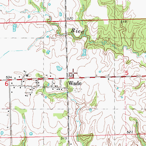 Topographic Map of Wade, OK